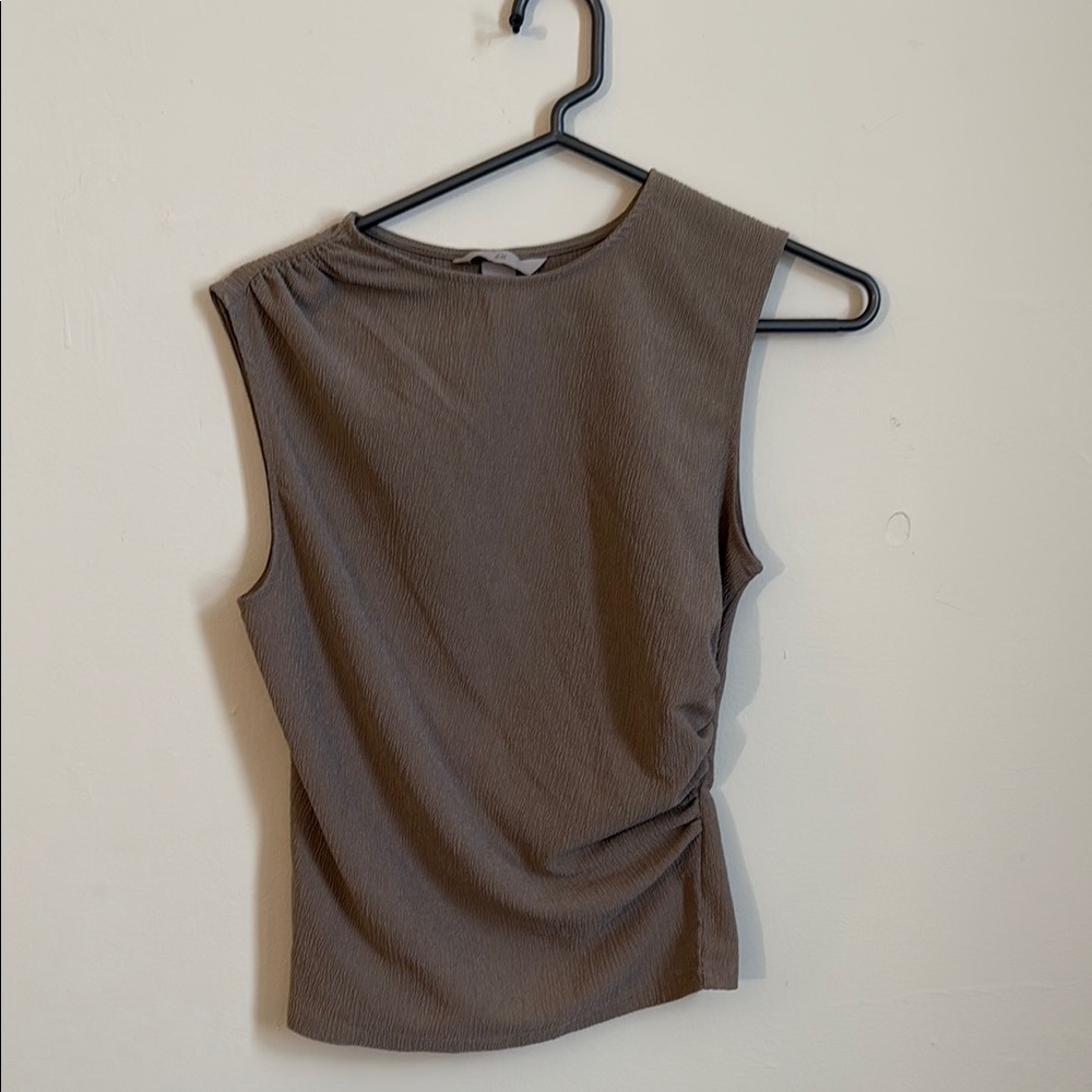 H&M Tan Asymmetrical Fitted Tank Top